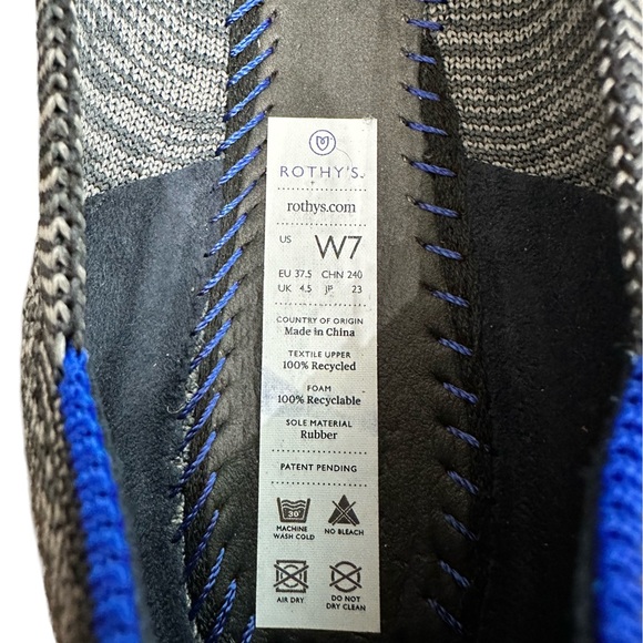 Rothy's Birdseye Flats Charcoal with Pink Sole Round Toe Slip On Shoes sz 7 - Picture 9 of 12